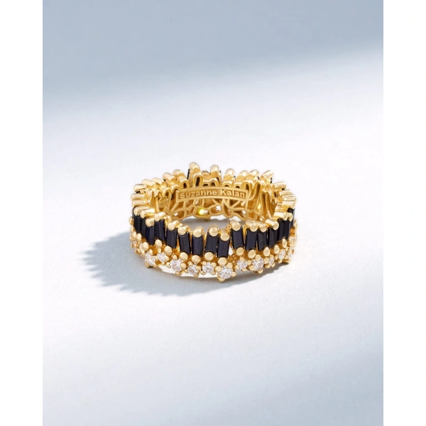 Suzanne Kalan Short Stack Black Sapphire Eternity Band in 18K Yellow Gold | Fine Rings | Coveti