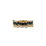 Suzanne Kalan Short Stack Black Sapphire Half Band in 18K Yellow Gold | Fine Rings | Coveti