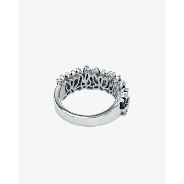 Suzanne Kalan Short Stack Dark Blue Sapphire Half Band in 18K White Gold | Fine Rings | Coveti