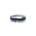 Suzanne Kalan Short Stack Dark Blue Sapphire Half Band in 18K White Gold | Fine Rings | Coveti