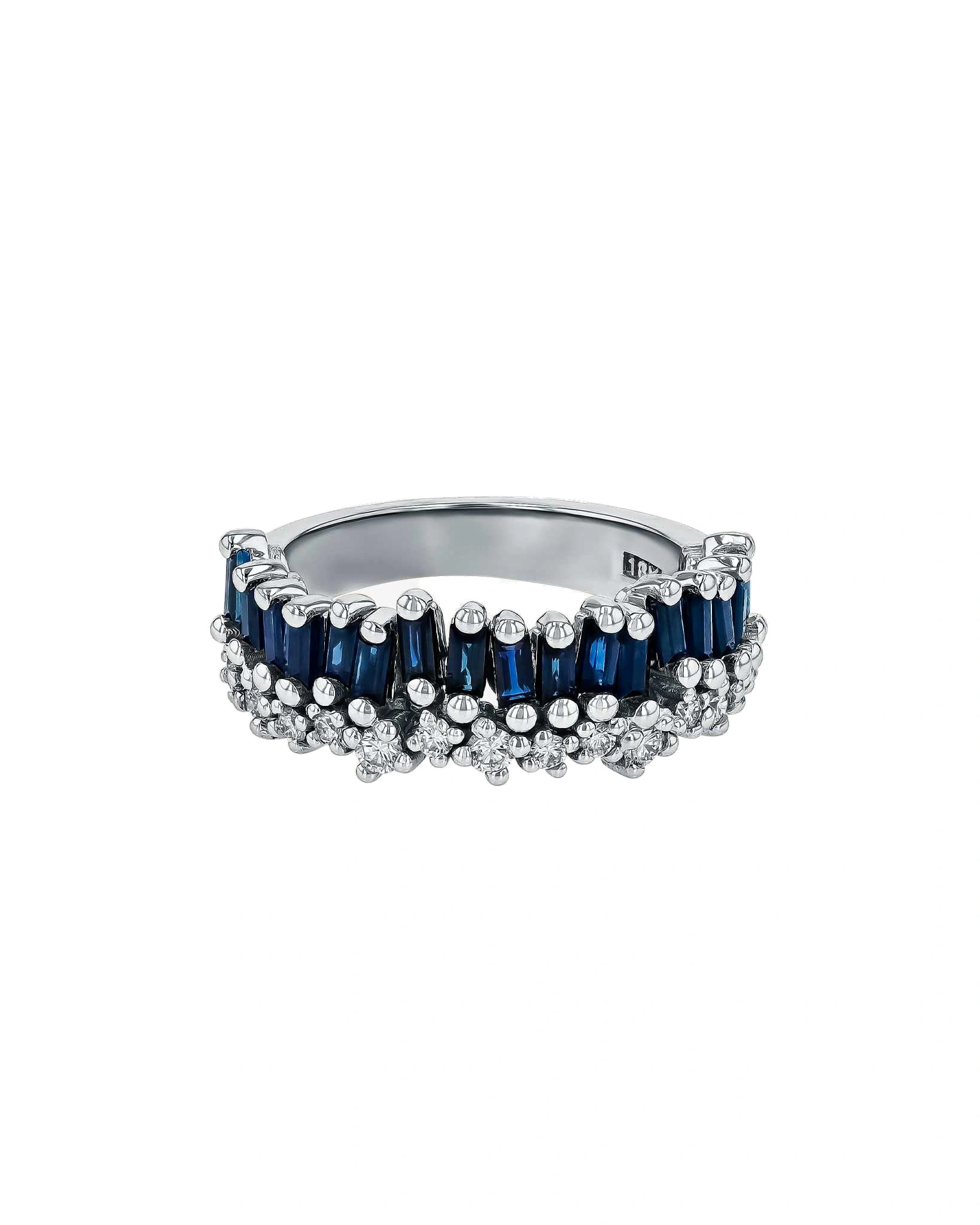 Suzanne Kalan Short Stack Dark Blue Sapphire Half Band in 18K White Gold Suzanne Kalan Short Stack Dark Blue Sapphire Half Band in 18K White Gold | Fine Rings | Coveti