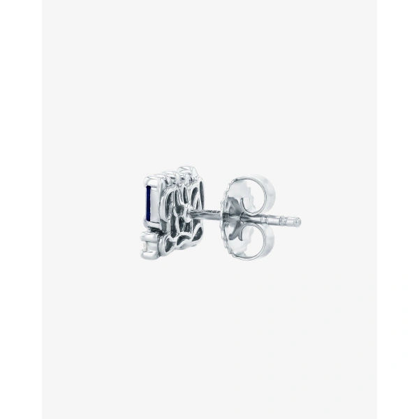 Suzanne Kalan Short Stack Dark Blue Sapphire Studs in 18K White Gold | Fine Earrings | Coveti
