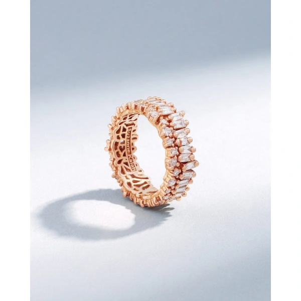 Suzanne Kalan Short Stack Diamond Eternity Band in 18K Rose Gold | Fine Rings | Coveti