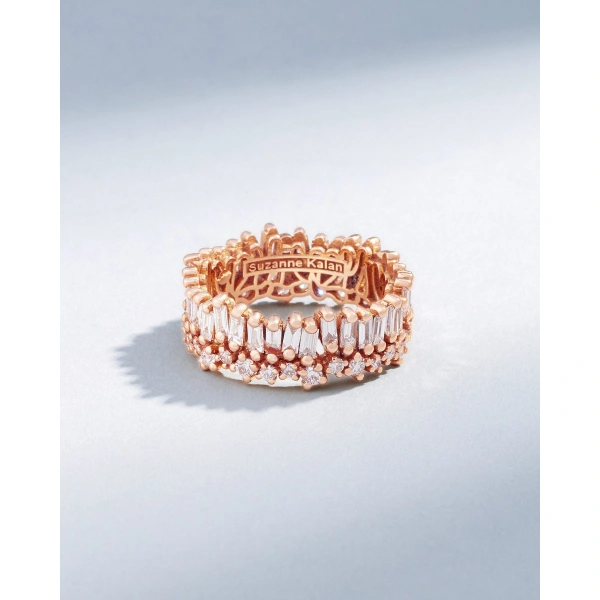 Suzanne Kalan Short Stack Diamond Eternity Band in 18K Rose Gold | Fine Rings | Coveti