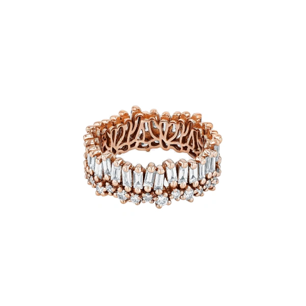 Suzanne Kalan Short Stack Diamond Eternity Band in 18K Rose Gold | Fine Rings | Coveti