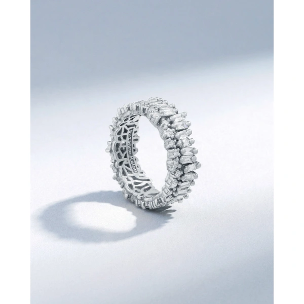 Suzanne Kalan Short Stack Diamond Eternity Band in 18K White Gold | Fine Rings | Coveti