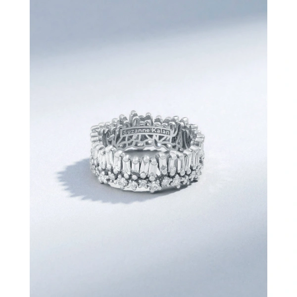 Suzanne Kalan Short Stack Diamond Eternity Band in 18K White Gold | Fine Rings | Coveti