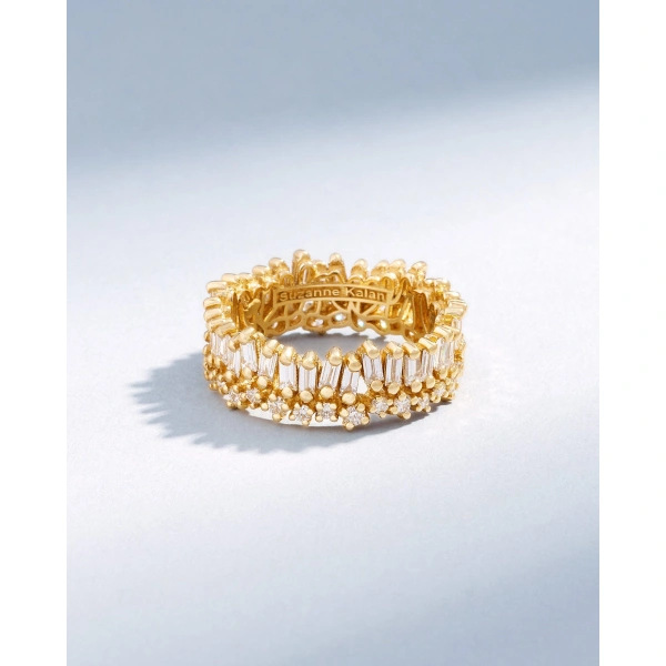 Suzanne Kalan Short Stack Diamond Eternity Band in 18K Yellow Gold | Fine Rings | Coveti