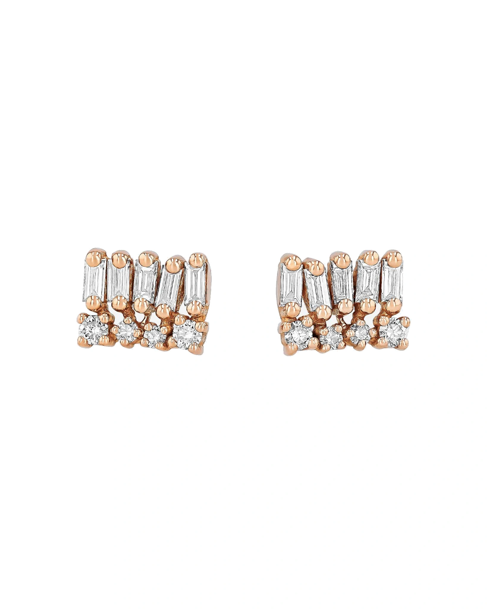 Suzanne Kalan Short Stack Diamond Studs in 18K Rose Gold Suzanne Kalan Short Stack Diamond Studs in 18K Rose Gold | Fine Earrings | Coveti