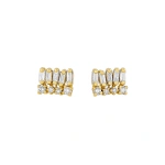 Suzanne Kalan Short Stack Diamond Studs in 18K Yellow Gold | Fine Earrings | Coveti