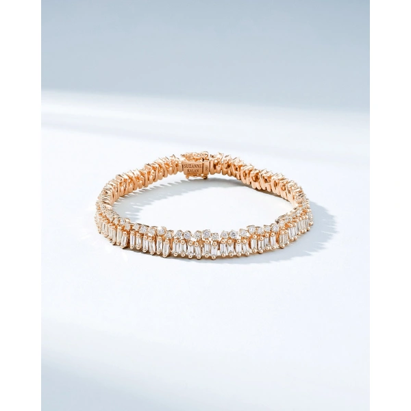 Suzanne Kalan Short Stack Diamond Tennis Bracelet in 18K Rose Gold | Fine Bracelets | Coveti