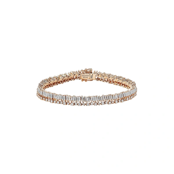 Suzanne Kalan Short Stack Diamond Tennis Bracelet in 18K Rose Gold | Fine Bracelets | Coveti