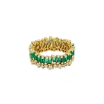 Suzanne Kalan Short Stack Emerald Eternity Band in 18K Yellow Gold | Fine Rings | Coveti