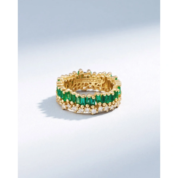 Suzanne Kalan Short Stack Emerald Eternity Band in 18K Yellow Gold | Fine Rings | Coveti