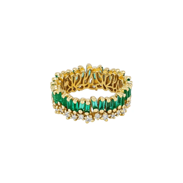 Short Stack Emerald Eternity Band in 18K Yellow Gold
