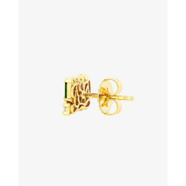 Suzanne Kalan Short Stack Emerald Studs in 18K Yellow Gold | Fine Earrings | Coveti