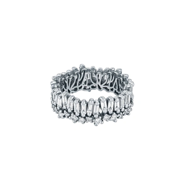 Suzanne Kalan Short Stack Eternity Band in 18K White Gold | Fine Rings | Coveti