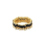 Suzanne Kalan Short Stack Eternity Band in 18K Yellow Gold, Black Sapphire | Fine Rings | Coveti