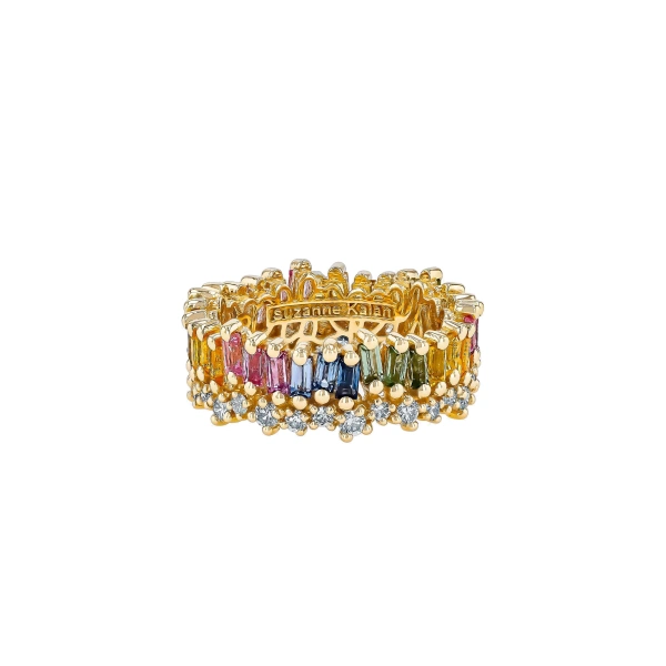 Suzanne Kalan Short Stack Eternity Band in 18K Yellow Gold, Pastel Sapphire | Fine Rings | Coveti