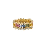 Suzanne Kalan Short Stack Pastel Sapphire Eternity Band in 18K Yellow Gold | Fine Rings | Coveti