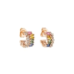 Suzanne Kalan Short Stack Pastel Sapphire Mini Hoops in 18K Rose Gold | Fine Earrings | Coveti