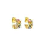 Suzanne Kalan Short Stack Pastel Sapphire Mini Hoops in 18K Yellow Gold | Fine Earrings | Coveti