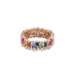 Suzanne Kalan Short Stack Rainbow Sapphire Eternity Band in 18K Rose Gold | Fine Rings | Coveti