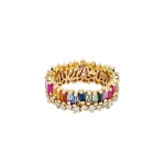 Suzanne Kalan Short Stack Rainbow Sapphire Eternity Band in 18K Yellow Gold | Fine Rings | Coveti