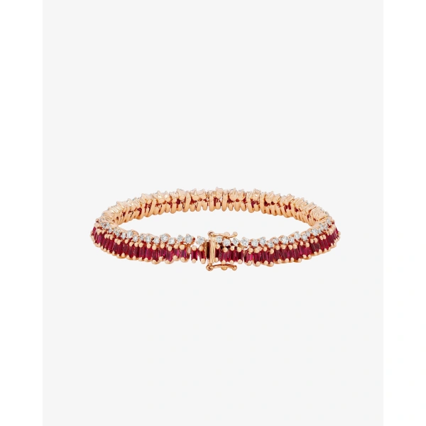 Suzanne Kalan Short Stack Ruby Tennis Bracelet in 18K Rose Gold | Fine Bracelets | Coveti