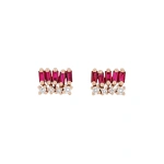 Suzanne Kalan Short Stack Studs in 18K Rose Gold, Ruby | Fine Earrings | Coveti
