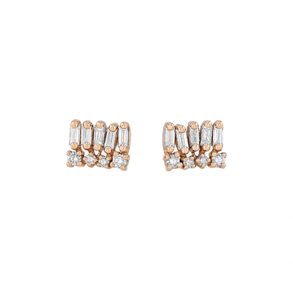 Suzanne Kalan Short Stack Studs in 18K Rose Gold | Fine Earrings | Coveti