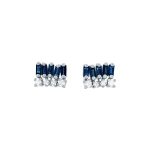 Suzanne Kalan Short Stack Studs in 18K White Gold, Dark Blue Sapphire | Fine Earrings | Coveti