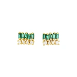 Suzanne Kalan Short Stack Studs in 18K Yellow Gold, Emerald | Fine Earrings | Coveti