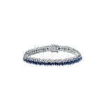 Suzanne Kalan Short Stack Tennis Bracelet in 18K White Gold, Dark Blue Sapphire | Fine Bracelets | Coveti