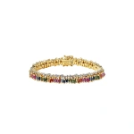 Suzanne Kalan Short Stack Tennis Bracelet in 18K Yellow Gold, Rainbow Sapphire | Fine Bracelets | Coveti
