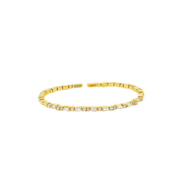 Suzanne Kalan Thin Mix Bangle in 18K Yellow Gold | Fine Bracelets | Coveti