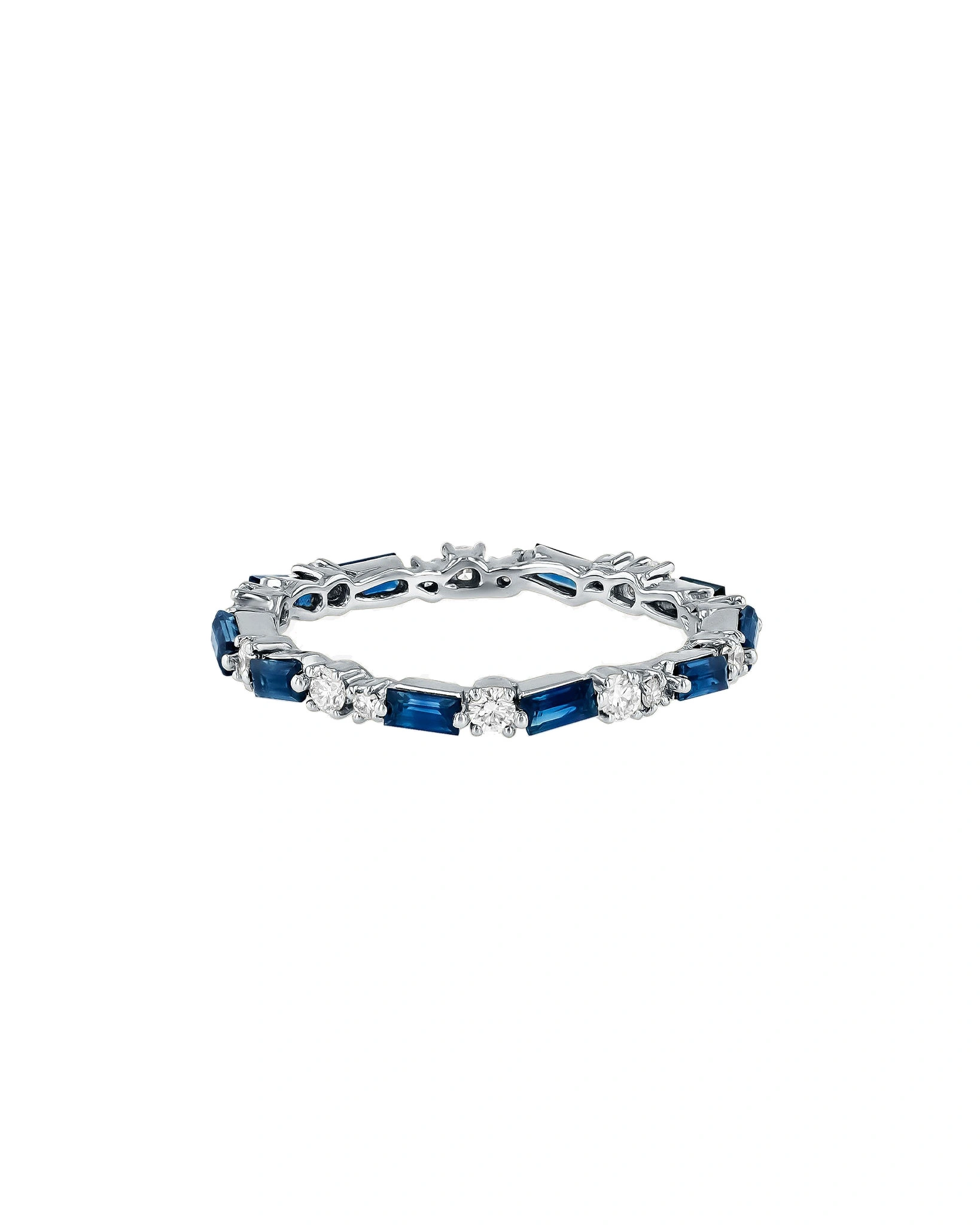 Suzanne Kalan Thin Mix Dark Blue Sapphire Eternity Band in 18K White Gold Suzanne Kalan Thin Mix Dark Blue Sapphire Eternity Band in 18K White Gold | Fine Rings | Coveti