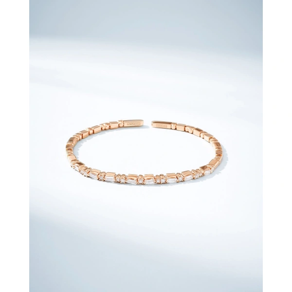Suzanne Kalan Thin Mix Diamond Bangle in 18K Rose Gold | Fine Bracelets | Coveti