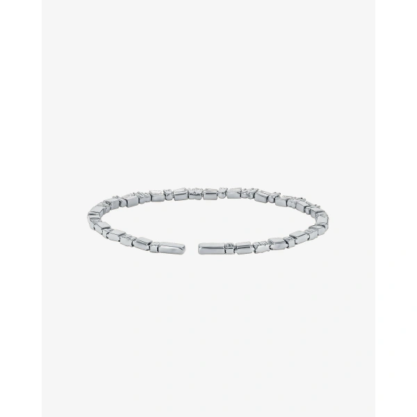 Suzanne Kalan Thin Mix Diamond Bangle in 18K White Gold | Fine Bracelets | Coveti