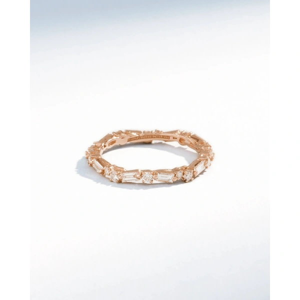 Suzanne Kalan Thin Mix Diamond Eternity Band in 18K Rose Gold | Fine Rings | Coveti