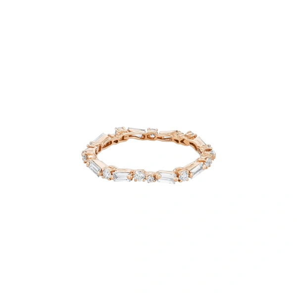 Suzanne Kalan Thin Mix Diamond Eternity Band in 18K Rose Gold | Fine Rings | Coveti