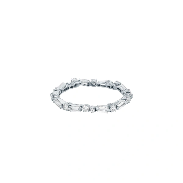 Suzanne Kalan Thin Mix Diamond Eternity Band in 18K White Gold | Fine Rings | Coveti