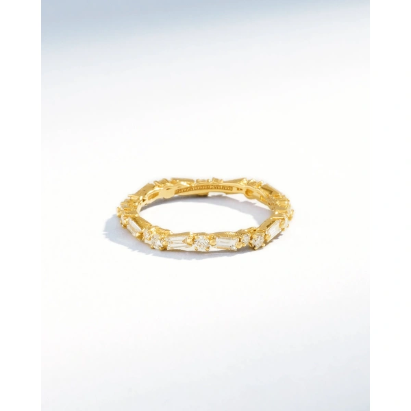 Suzanne Kalan Thin Mix Diamond Eternity Band in 18K Yellow Gold | Fine Rings | Coveti