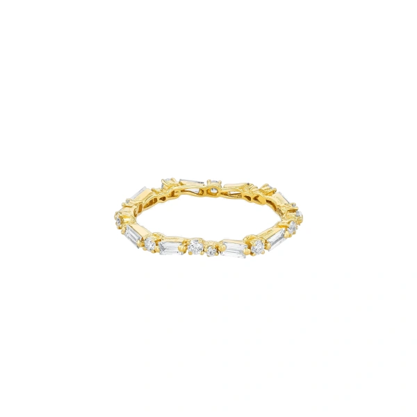 Suzanne Kalan Thin Mix Diamond Eternity Band in 18K Yellow Gold | Fine Rings | Coveti