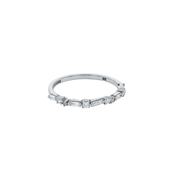 Suzanne Kalan Thin Mix Diamond Half Band in 18K White Gold | Fine Rings | Coveti