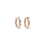 Suzanne Kalan Thin Mix Diamond Huggies in 18K Rose Gold | Fine Earrings | Coveti