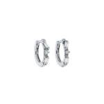 Suzanne Kalan Thin Mix Diamond Huggies in 18K White Gold | Fine Earrings | Coveti
