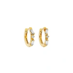 Suzanne Kalan Thin Mix Diamond Huggies in 18K Yellow Gold | Fine Earrings | Coveti