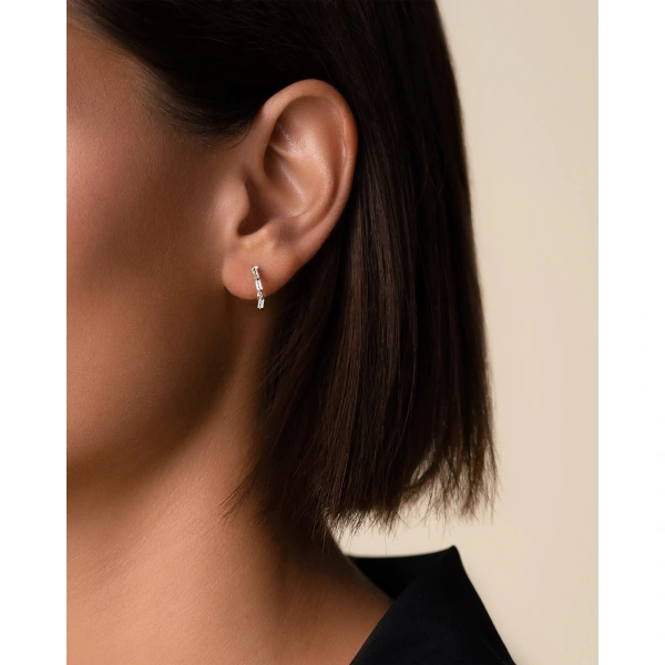 Suzanne Kalan Thin Mix Diamond Mini Hoops in 18K Rose Gold | Fine Earrings | Coveti