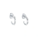 Suzanne Kalan Thin Mix Diamond Mini Hoops in 18K White Gold | Fine Earrings | Coveti